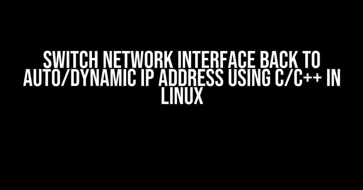 Switch Network Interface Back to Auto/Dynamic IP Address Using C/C++ in Linux